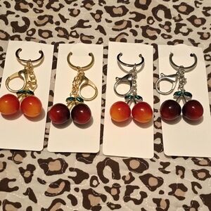 Cherry Dangle keychains - Gold and Silver